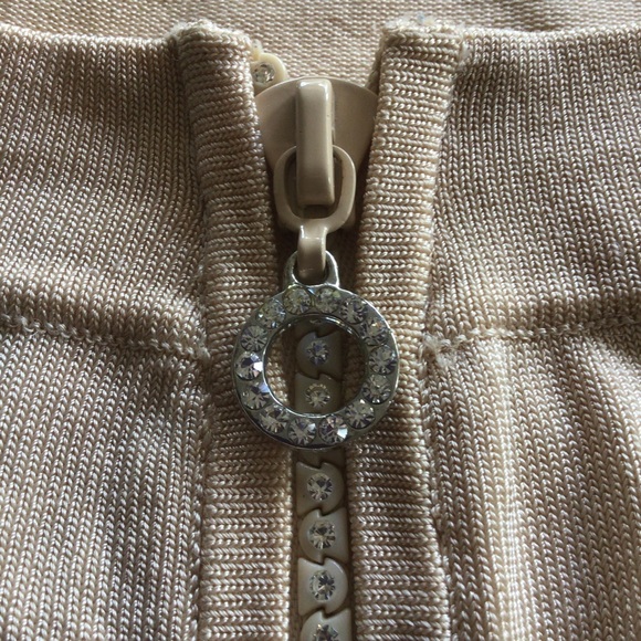 CACHE RHINESTONE ZIPPER LONG SLEEVE SWEATER MEDIUM - Picture 7 of 11